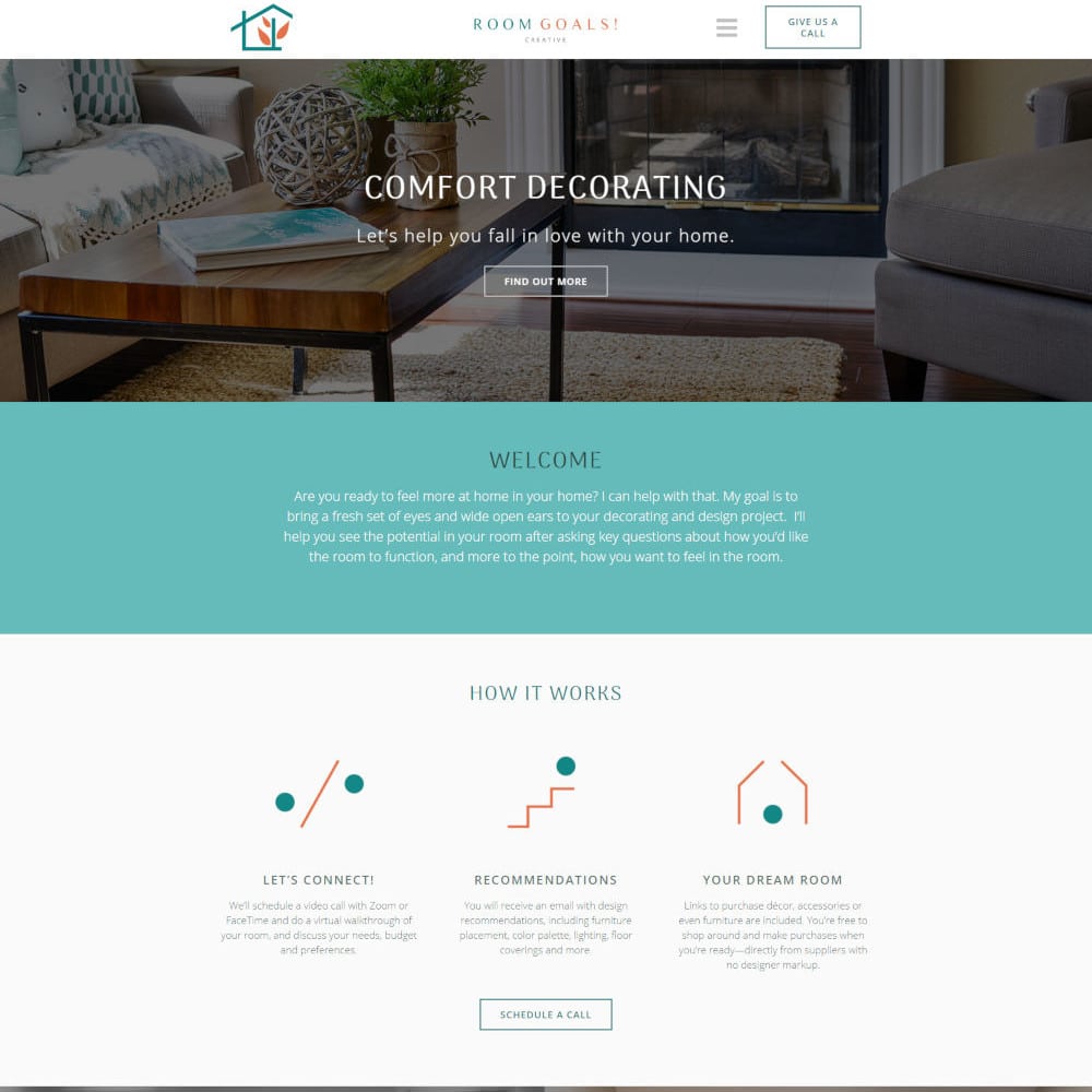 Room Goals Creative homepage design