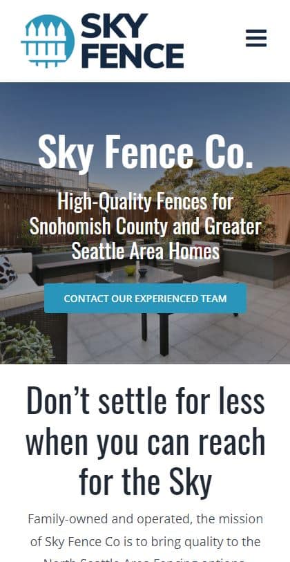 Sky Fence Company mobile website design