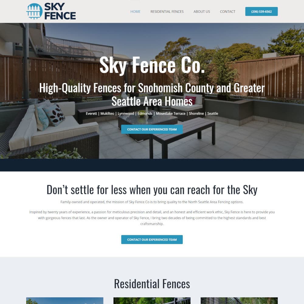 Sky Fence Company website design
